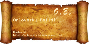 Orlovszky Balló névjegykártya
